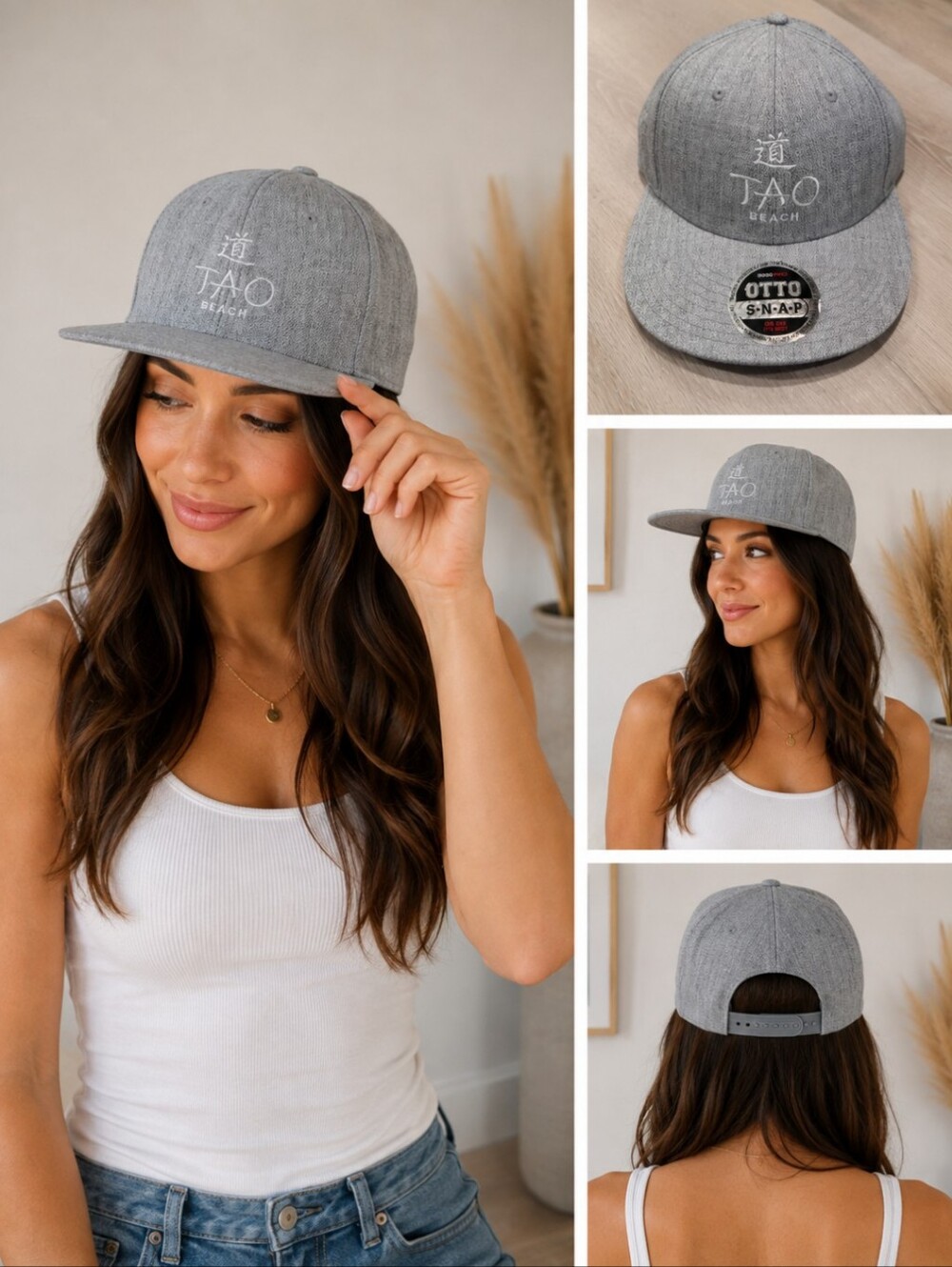 TAO Beach Otto Brand Gray Snapback Hat